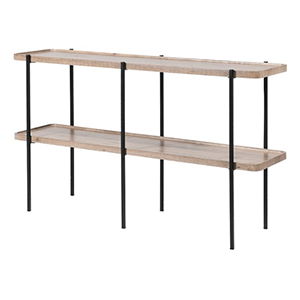 Large Wood & Black 2 Tier Shelf Console Table