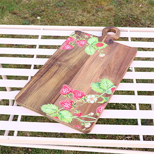 Large Wooden Strawberry Printed Serving Board - 45cm x 24cm