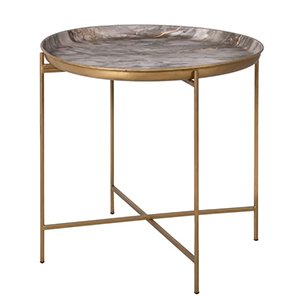 Marble And Gold Round Metal Tray Table