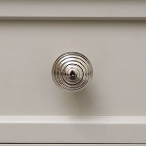 Round Shiny Silver Swirl Detailed Drawer Knob