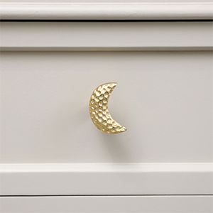 Shiny Gold Hammered Crescent Moon Drawer Knob