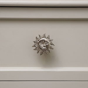 Shiny Silver Sun Drawer Knob