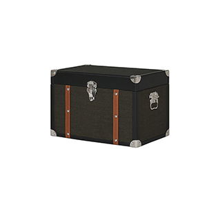 Medium Black & Orange Wood Trim Storage Box / Trunk