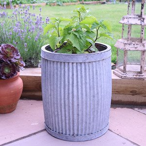 Medium Grey Metal Tub Planter