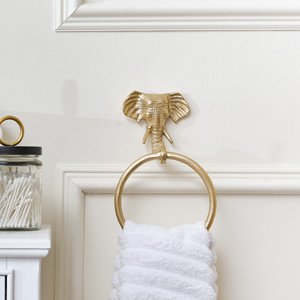 Metallic Gold Elephant Towel Ring