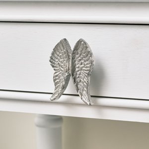 Metallic Silver Angel Wings Drawer Knob