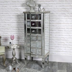 Mirrored Classique Range - Tall Six Drawer Mirrored Tallboy