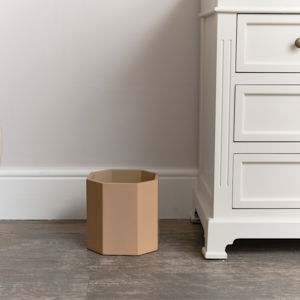 Mocha Brown Wooden Octagonal Edge Waste Paper Bin
