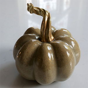 Nude & Gold Speckled Pumpkin Ornament