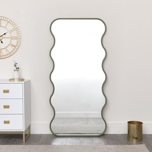 Olive Green Full Length Wave Mirror - 163cm x 80cm