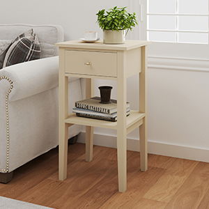 One Drawer Bedside Table - Abbey Cream Range