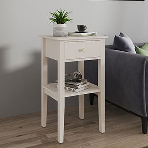 One Drawer Bedside Table - Abbey Pale Ivory Range