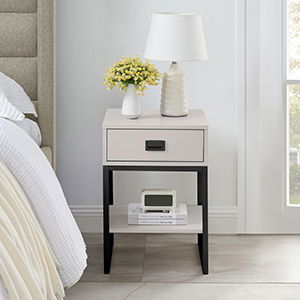 One Drawer Bedside Table - Elle Black Stone Range