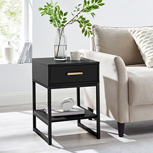 One Drawer Bedside Table - Luna Black Range