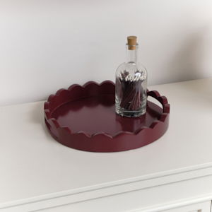 Oxblood Red Round Scalloped Tray 30cm
