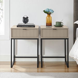 Pair of One Drawer Bedside Tables - Hesley Taupe Stone Range