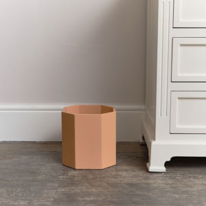 Peach Wooden Octagonal Edge Waste Paper Bin