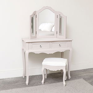 Taupe-Pink Dressing Table, Mirror, Stool Set - Victoria Taupe-Pink Range - Seconds - Colour Mismatch