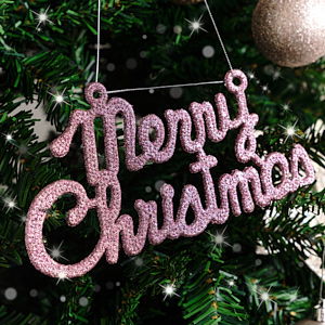 Pink Glitter Merry Christmas Sign