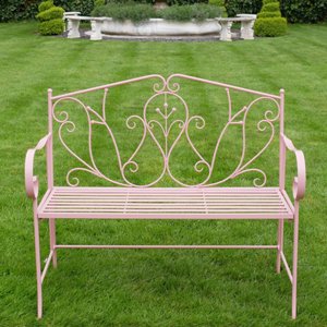 Pink Metal Vintage Garden Bench