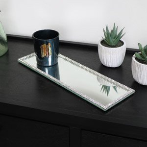 Rectangle Jewelled Mirrored Display Plate Tray