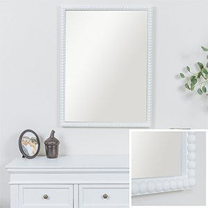 Rectangle White Bobbin Bobble Wall Mirror 62cm x 82cm