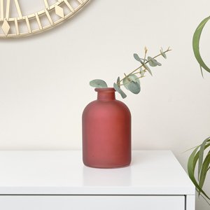 Red Frosted Glass Bottle Vase -18cm