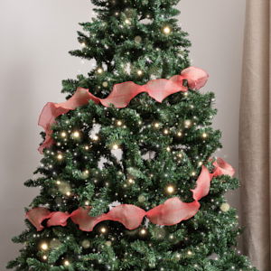 Red Sparkle Ruffle Christmas Tree Ribbon - 270cm