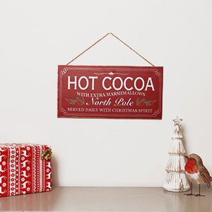 Red, White and Green Hot Cocoa Decorative Christmas Sign