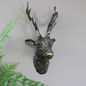 Antique Gold Metal Wall Mounted Stag Head