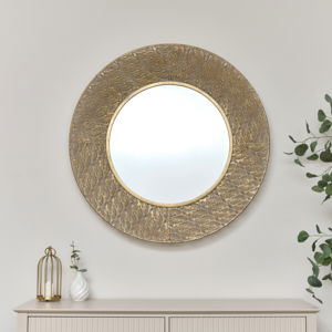 Round Antique Gold Effect Filigree Mirror 90cm x 90cm