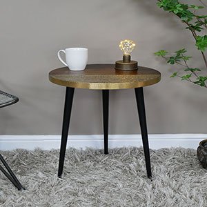 Round Black And Gold Side Table