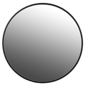 Round Black Ribbed Mirror 90cm x 90cm