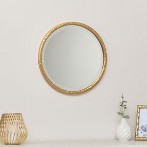 Round Gold Hammered Wall Mirror - 40cm x 40cm