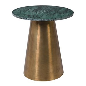 Round Green and Gold Marble Side Table