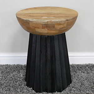 Round Wooden & Black Side Table Round Wooden & Black Side Table