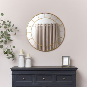 Rust Gold Effect Round Wall Mirror With Fretwork 80cm x 80cm