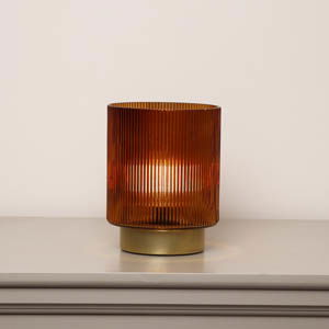 Rust Orange Ribbed Glass Ambient Table Lamp