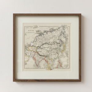 Rustic Asia Map Print Framed Wall Art - 40cm