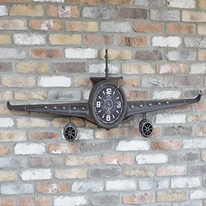 Rustic Grey Aeroplane Wall Clock