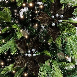 Set of 2 Green Velvet Poinsettia Picks Decorations - 20cm