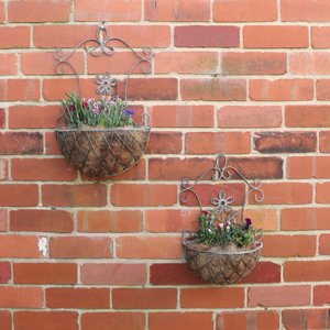 Set of 2 Ornate Antique Grey Wall Planters