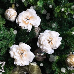 Set of 3 Cream Rose Stems Christmas Decoration - 56cm