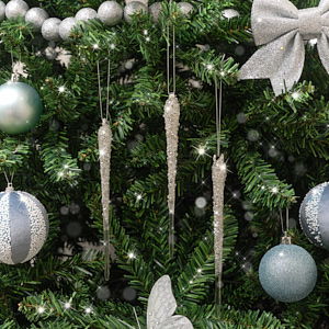 Set of 3 Glitter Frosted Glass Icicle Decorations