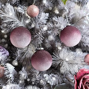 Set of 3 Purple Ombre Frosted Christmas Baubles - 8cm