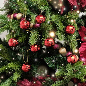 Set of 8 Red Hanging Bell Christmas Decorations - 4cm