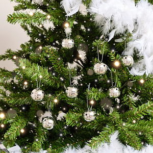 Set of 8 Silver Hanging Bell Christmas Decorations - 4cm