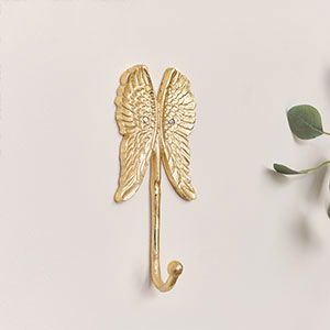 Shiny Gold Angel Wings Wall Hook