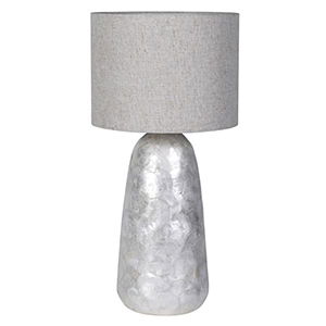 Silver & Grey Pearl Table Lamp with Linen Shade Silver & Grey Pearl Table Lamp with Linen Shade
