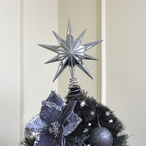 Silver Mirrored Star Tree Topper - 31cm